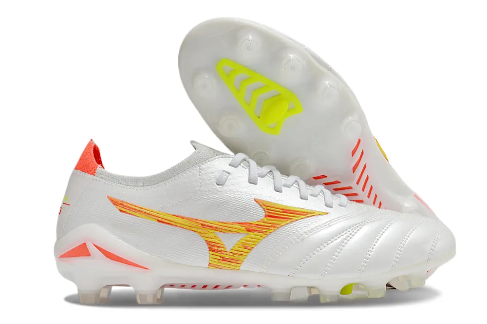 Mizuno Morelia Neo 4 Beta FG - White/Sunset Yellow/Flame Red