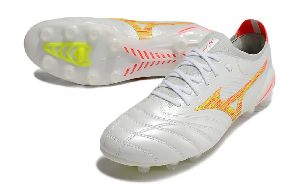 Mizuno Morelia Neo 4 Beta FG - White/Sunset Yellow/Flame Red
