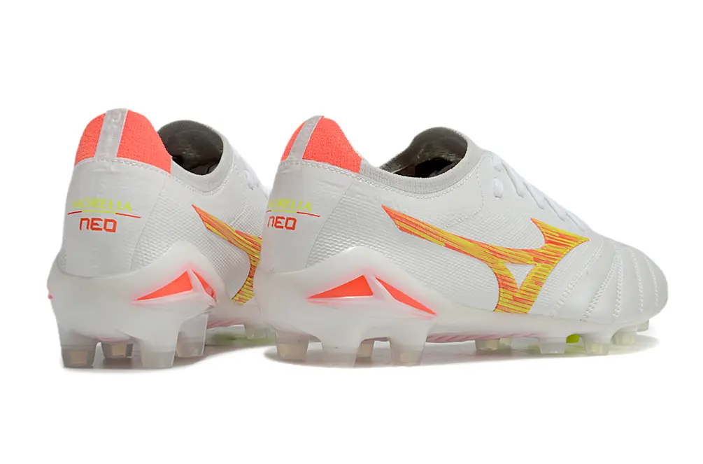 Mizuno Morelia Neo 4 Beta FG - White/Sunset Yellow/Flame Red