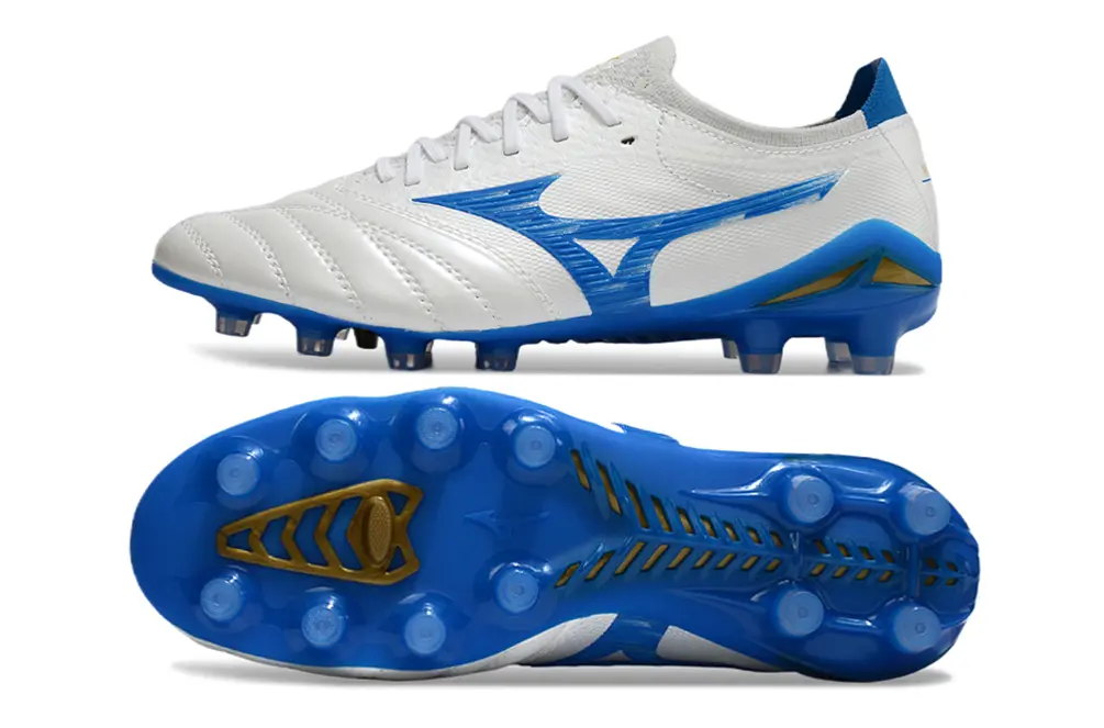 Mizuno Morelia Neo 4 Beta FG - White/Electric Blue/Golden Yellow