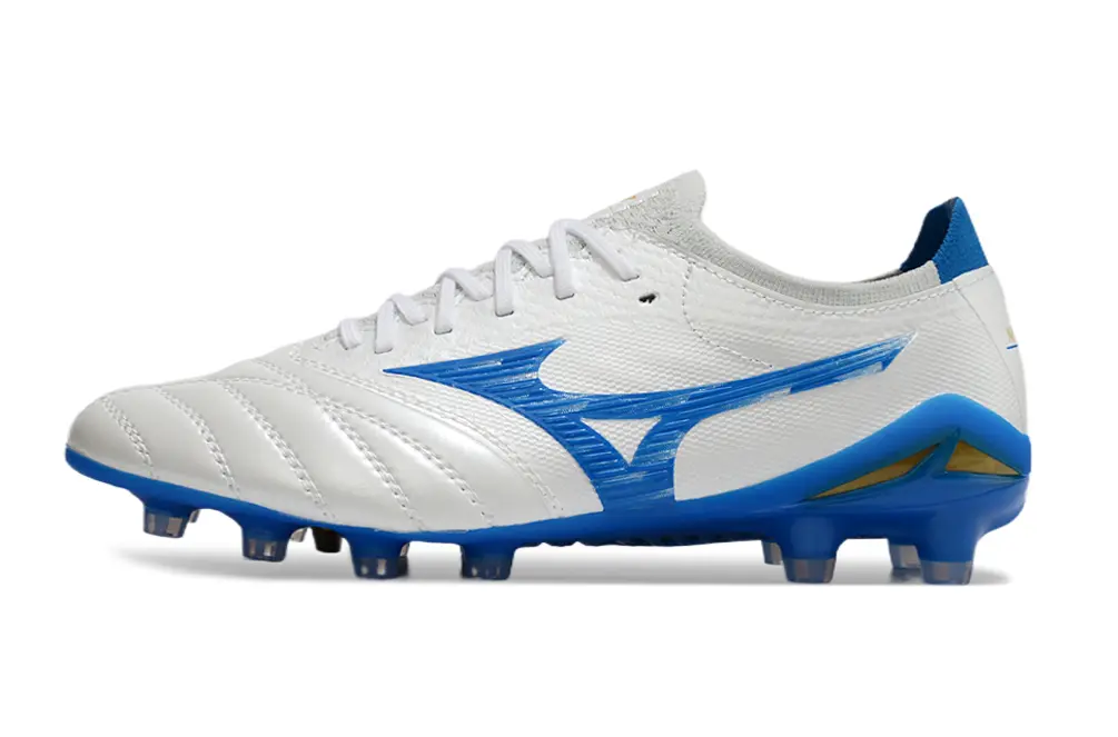 Mizuno Morelia Neo 4 Beta FG - White/Electric Blue/Golden Yellow
