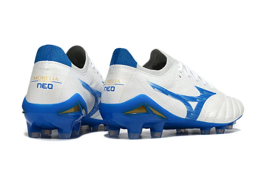Mizuno Morelia Neo 4 Beta FG - White/Electric Blue/Golden Yellow