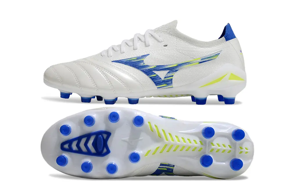 Mizuno Morelia Neo 4 Beta FG - White/Electric Blue/Neon Yellow