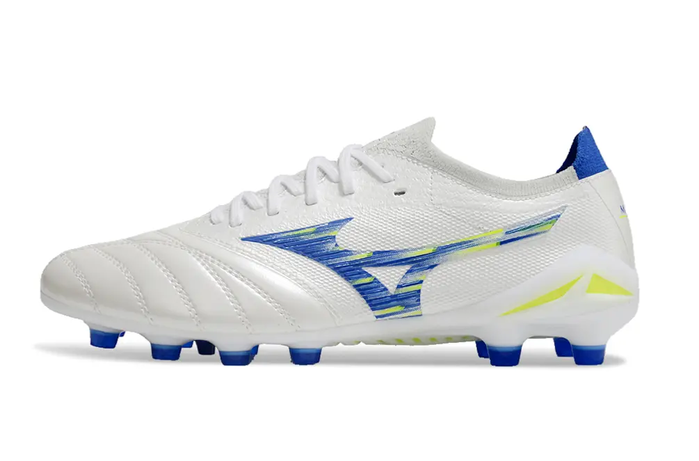 Mizuno Morelia Neo 4 Beta FG - White/Electric Blue/Neon Yellow