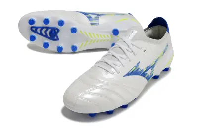 Mizuno Morelia Neo 4 Beta FG - White/Electric Blue/Neon Yellow