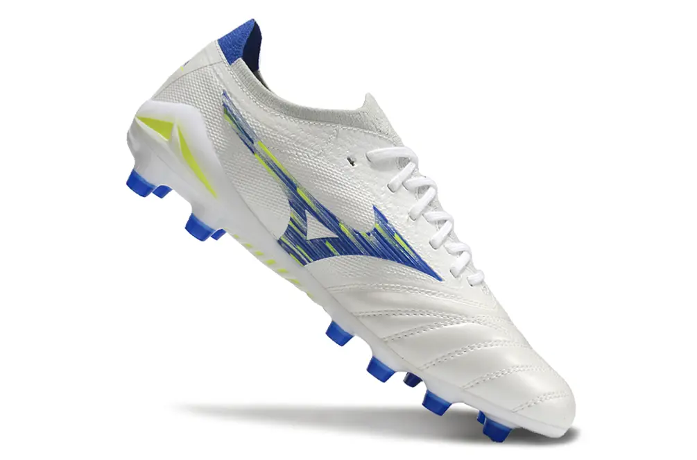 Mizuno Morelia Neo 4 Beta FG - White/Electric Blue/Neon Yellow