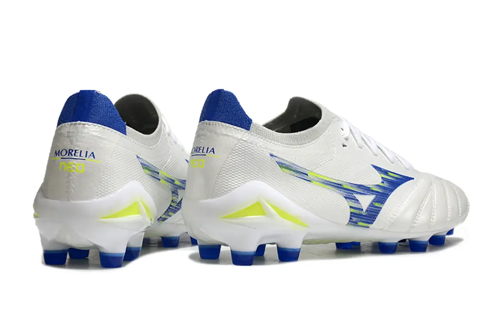 Mizuno Morelia Neo 4 Beta FG - White/Electric Blue/Neon Yellow