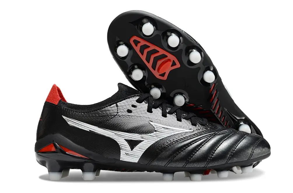 Mizuno Morelia Neo 4 Beta FG - Black/Crimson Red/Silver Mirage
