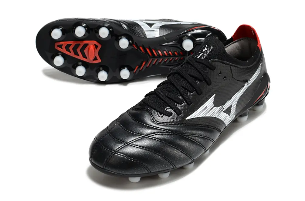 Mizuno Morelia Neo 4 Beta FG - Black/Crimson Red/Silver Mirage