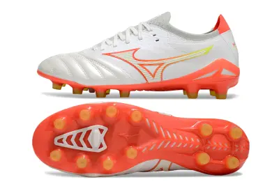 Mizuno Morelia Neo 4 Beta FG - White/Electric Coral/Neon Yellow