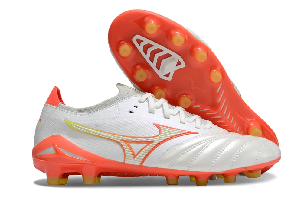 Mizuno Morelia Neo 4 Beta FG - White/Electric Coral/Neon Yellow