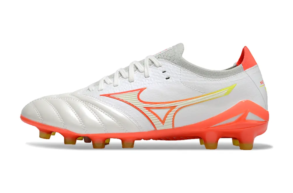 Mizuno Morelia Neo 4 Beta FG - White/Electric Coral/Neon Yellow