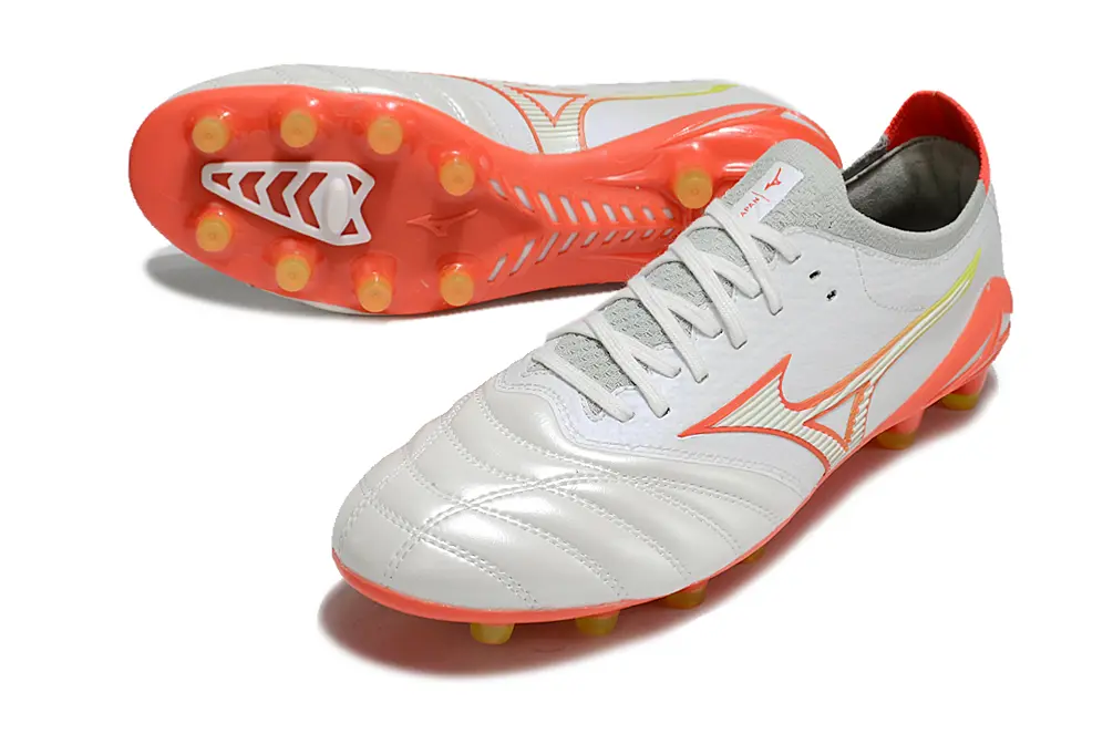 Mizuno Morelia Neo 4 Beta FG - White/Electric Coral/Neon Yellow