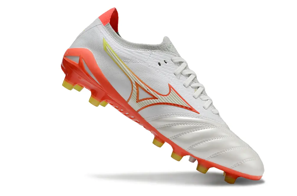 Mizuno Morelia Neo 4 Beta FG - White/Electric Coral/Neon Yellow