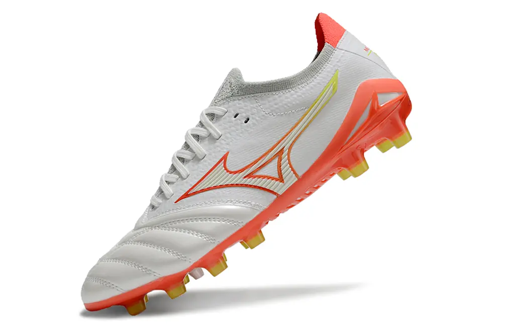 Mizuno Morelia Neo 4 Beta FG - White/Electric Coral/Neon Yellow