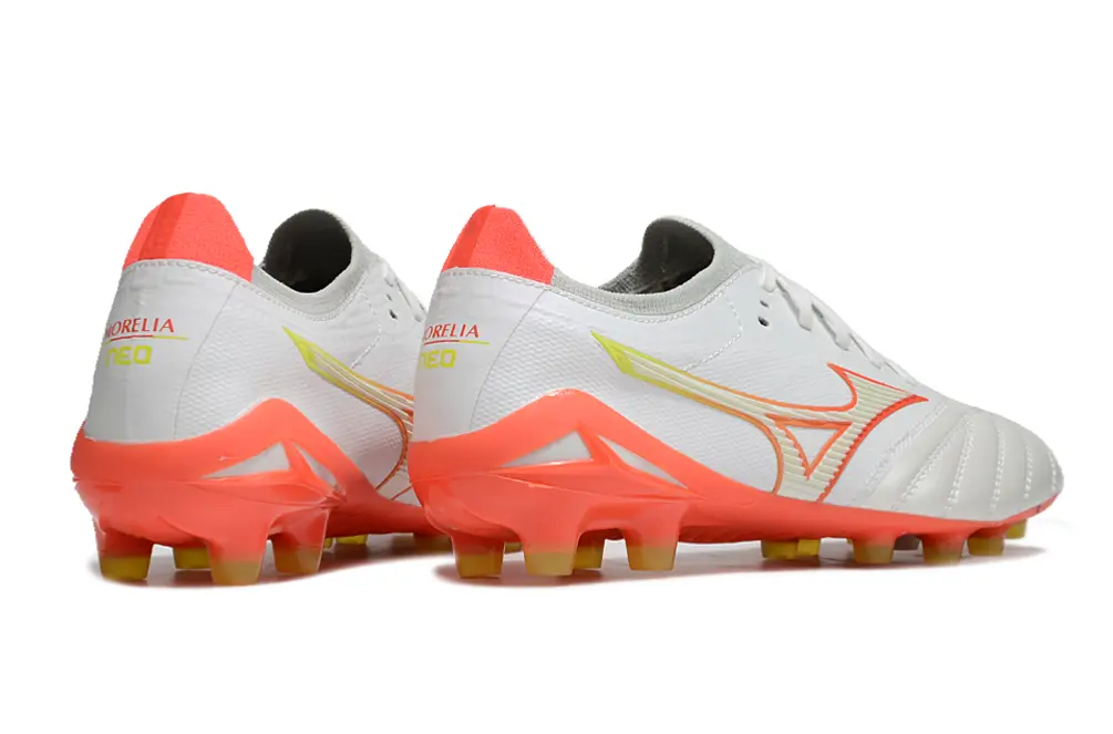 Mizuno Morelia Neo 4 Beta FG - White/Electric Coral/Neon Yellow