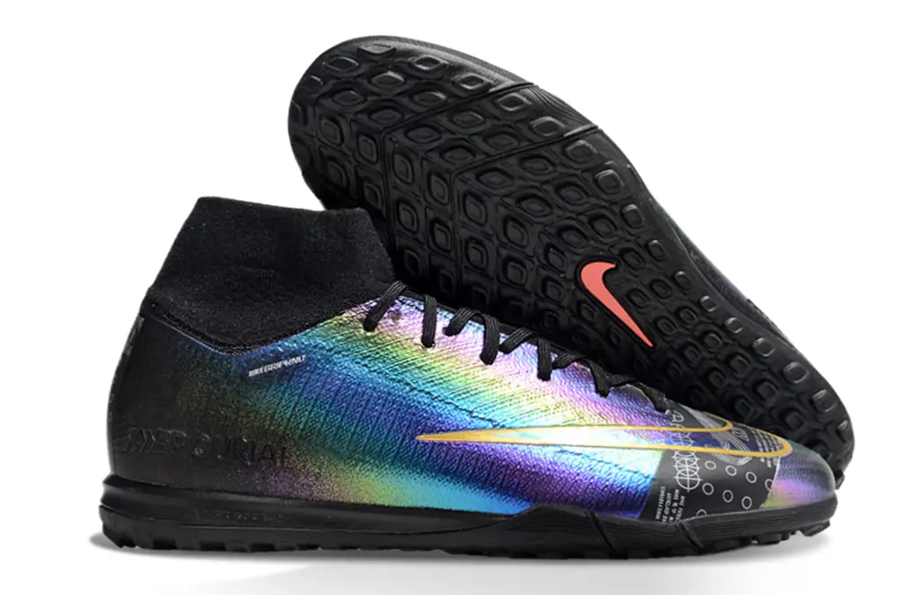 Nike Air Zoom Mercurial Superfly 10 Elite TF - Black/Iridescent Rainbow/Neon Orange