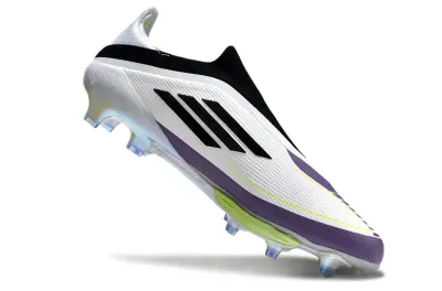 Messi x Adidas F50+ Elite Laceless Lightstrike Pro FG - White/Vibrant Purple/Neon Yellow