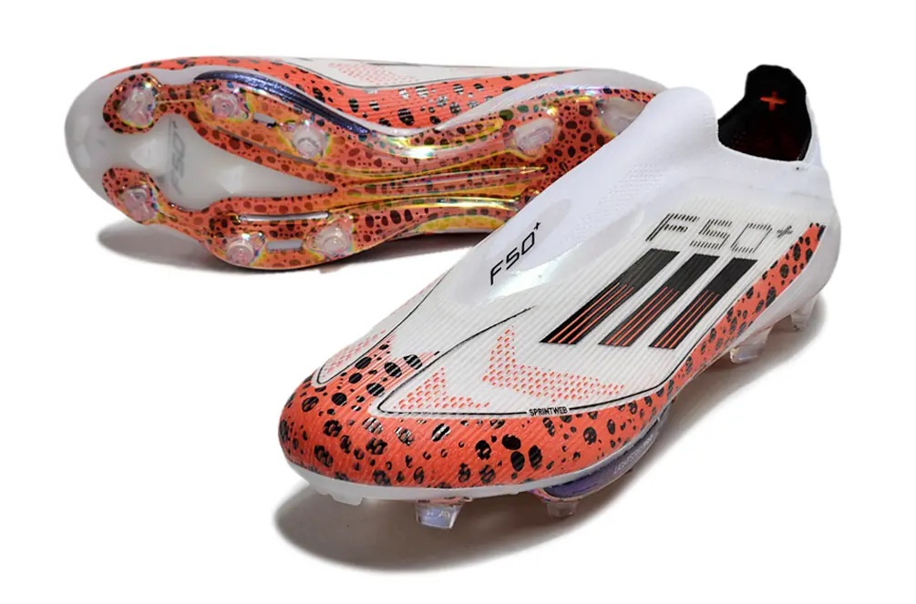 Adidas F50+ Elite Laceless Lightstrike Pro FG - White/Electric Orange/Sleek Black