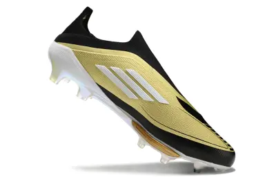 Messi x Adidas F50+ Elite Laceless Lightstrike Pro FG - Black/Metallic Gold/White
