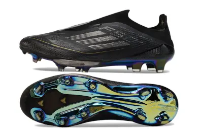 Adidas F50+ Elite Laceless Lightstrike Pro FG - Black/Iridescent Blue/Gold