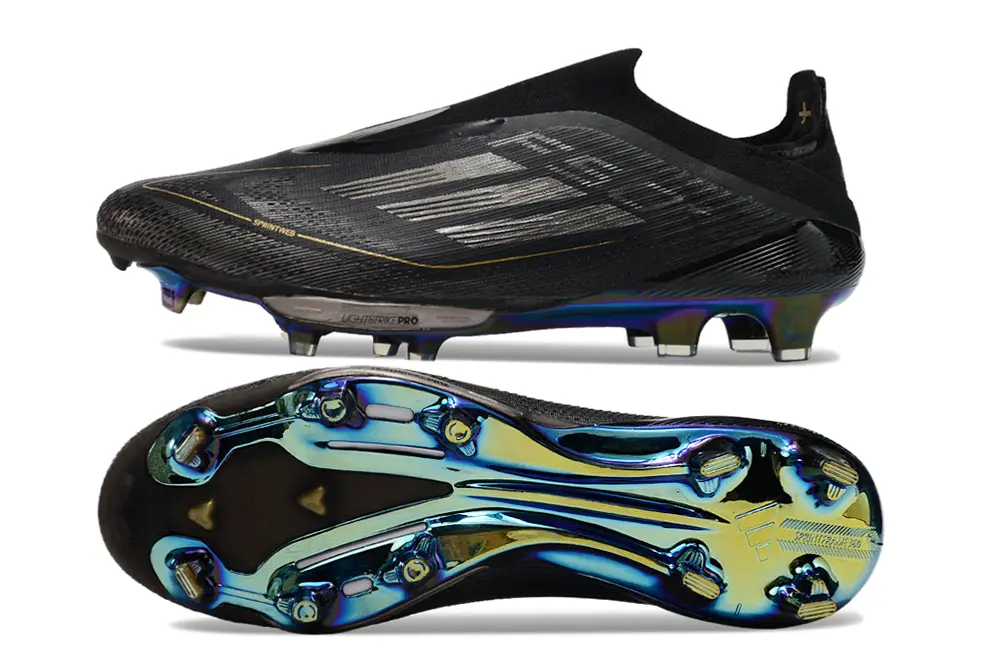 Adidas F50+ Elite Laceless Lightstrike Pro FG - Black/Iridescent Blue/Gold