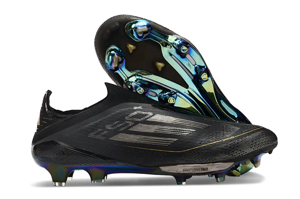 Adidas F50+ Elite Laceless Lightstrike Pro FG - Black/Iridescent Blue/Gold