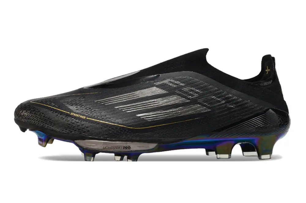 Adidas F50+ Elite Laceless Lightstrike Pro FG - Black/Iridescent Blue/Gold