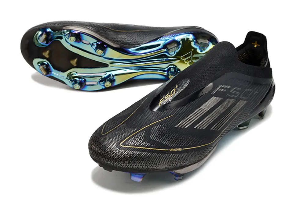 Adidas F50+ Elite Laceless Lightstrike Pro FG - Black/Iridescent Blue/Gold