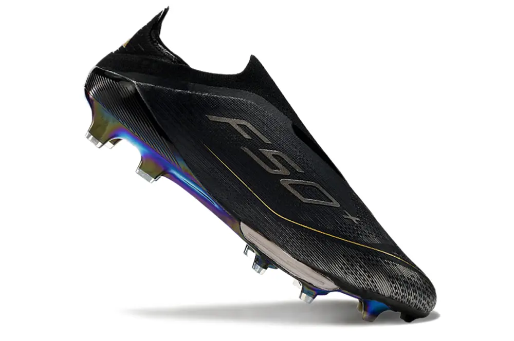 Adidas F50+ Elite Laceless Lightstrike Pro FG - Black/Iridescent Blue/Gold