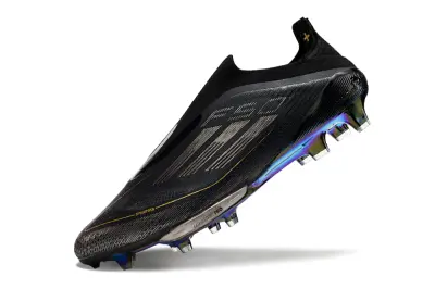 Adidas F50+ Elite Laceless Lightstrike Pro FG - Black/Iridescent Blue/Gold