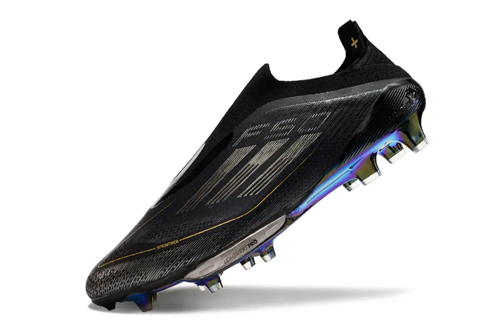 Adidas F50+ Elite Laceless Lightstrike Pro FG - Black/Iridescent Blue/Gold