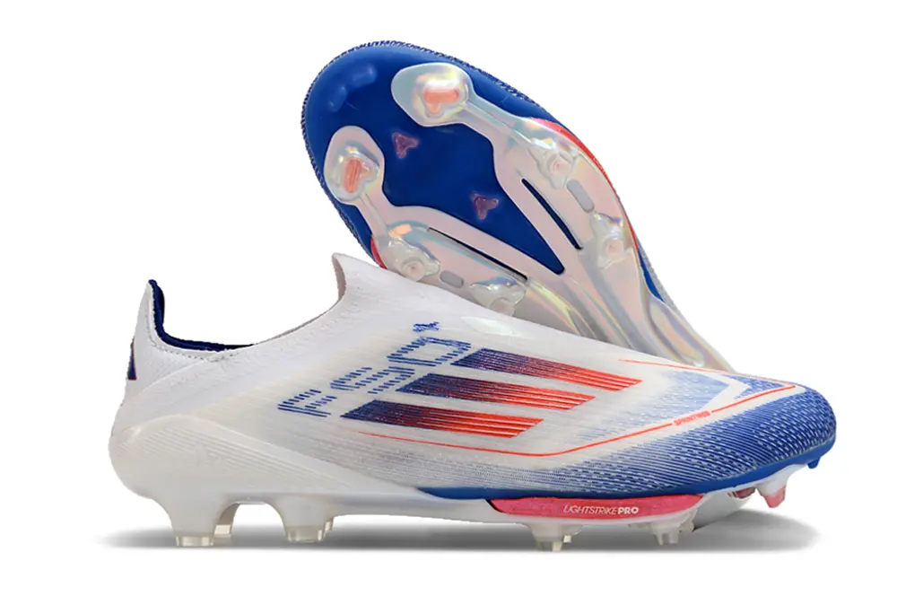 Adidas F50+ Elite Laceless Lightstrike Pro FG - White/Neon Orange/Deep Blue