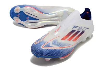 Adidas F50+ Elite Laceless Lightstrike Pro FG - White/Neon Orange/Deep Blue