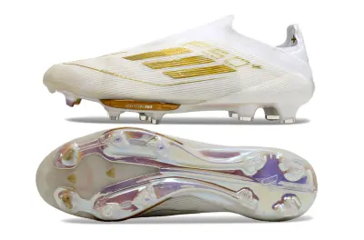 Adidas F50+ Elite Laceless Lightstrike Pro FG - White/Metallic Gold/Reflective Silver