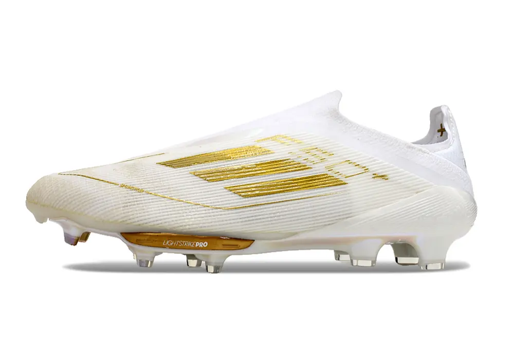 Adidas F50+ Elite Laceless Lightstrike Pro FG - White/Metallic Gold/Reflective Silver