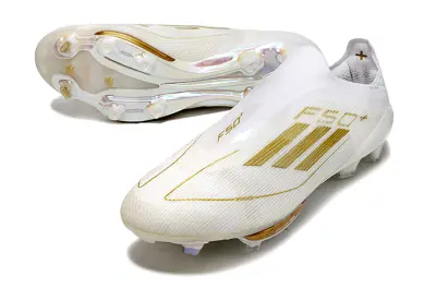 Adidas F50+ Elite Laceless Lightstrike Pro FG - White/Metallic Gold/Reflective Silver