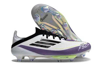 Messi x Adidas F50+ Elite Lightstrike Pro FG - White/Electric Purple/Neon Green