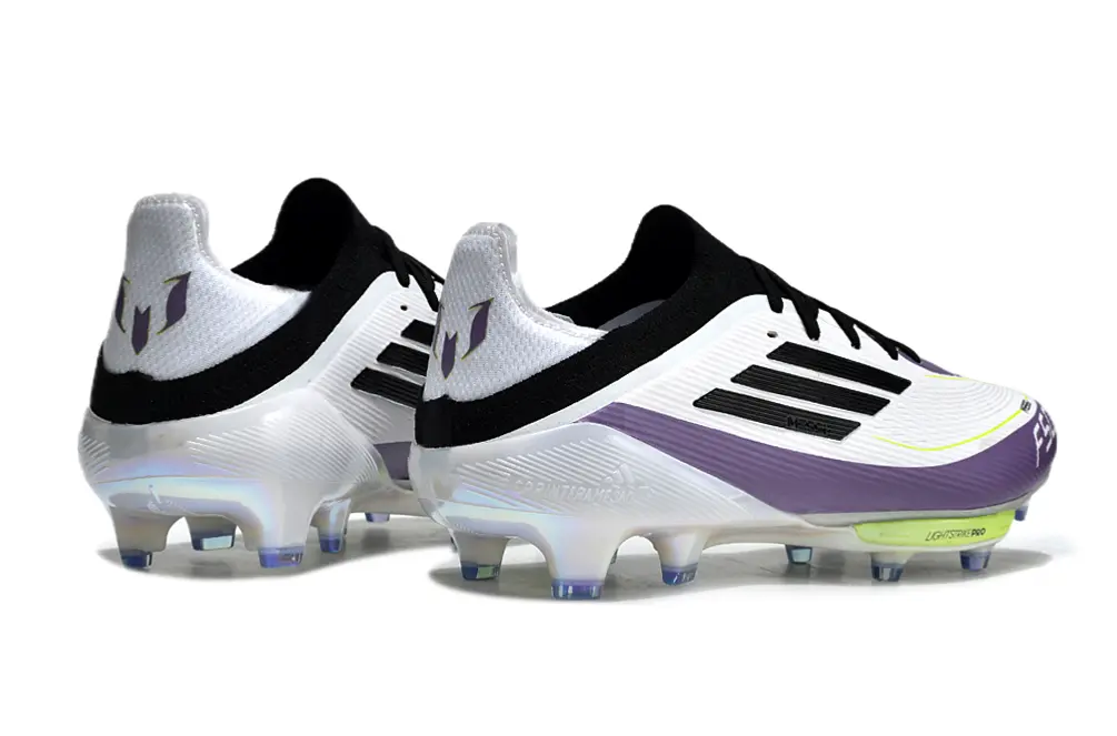 Messi x Adidas F50+ Elite Lightstrike Pro FG - White/Electric Purple/Neon Green