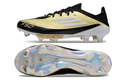Messi x Adidas F50+ Elite Lightstrike Pro FG - Black/Metallic Gold/Shimmering White