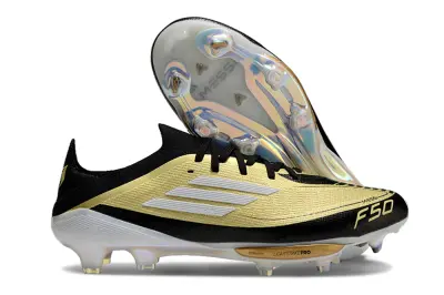 Messi x Adidas F50+ Elite Lightstrike Pro FG - Black/Metallic Gold/Shimmering White