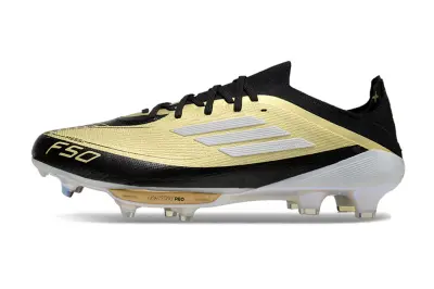 Messi x Adidas F50+ Elite Lightstrike Pro FG - Black/Metallic Gold/Shimmering White