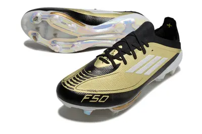 Messi x Adidas F50+ Elite Lightstrike Pro FG - Black/Metallic Gold/Shimmering White