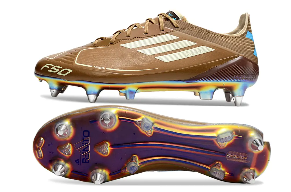 Bad Bunny x Adidas F50 Elite SG - Brown/Golden Brown/Blue Accent