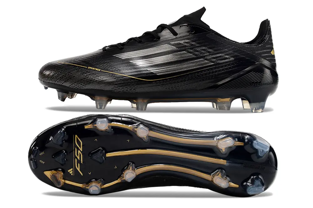 Adidas F50 Elite FG - Black/Gold Accent/Transparent Sole