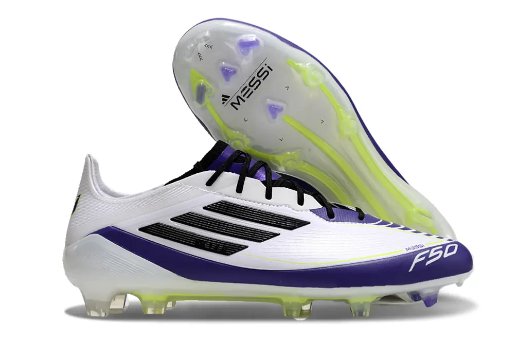 Messi x Adidas F50 Elite FG - White/Vibrant Purple/Luminous Yellow