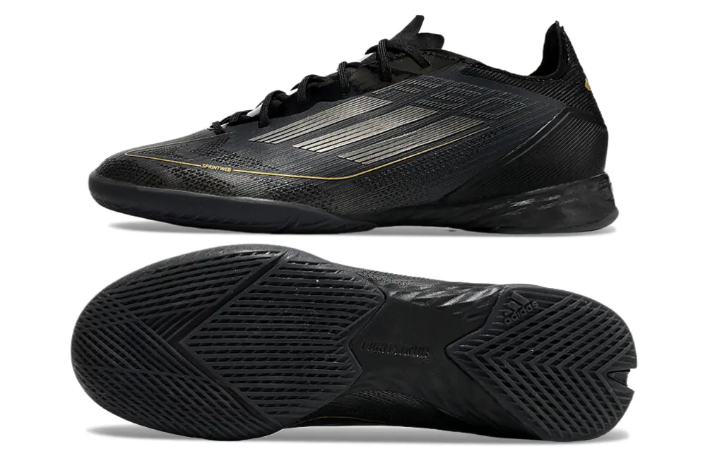 Adidas F50 Pro IC - Black/Midnight Black/Gold Accents