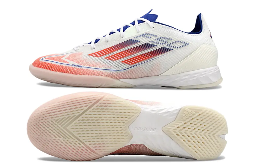 Adidas F50 Pro IC - White/Coral Peach/Blue Accent