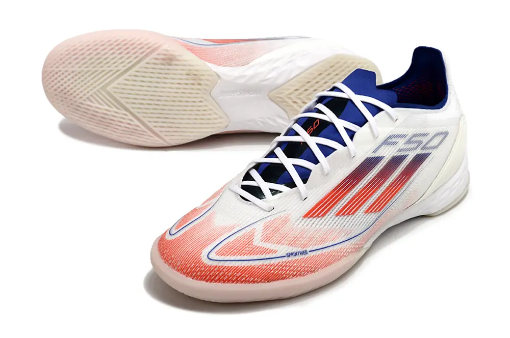 Adidas F50 Pro IC - White/Coral Peach/Blue Accent