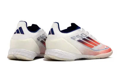 Adidas F50 Pro IC - White/Coral Peach/Blue Accent